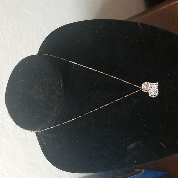 PENDANT W/CHAIN ♥️Rose Gold over 925 SS.Diamond Simulants NWOT J#45 - Picture 2 of 5